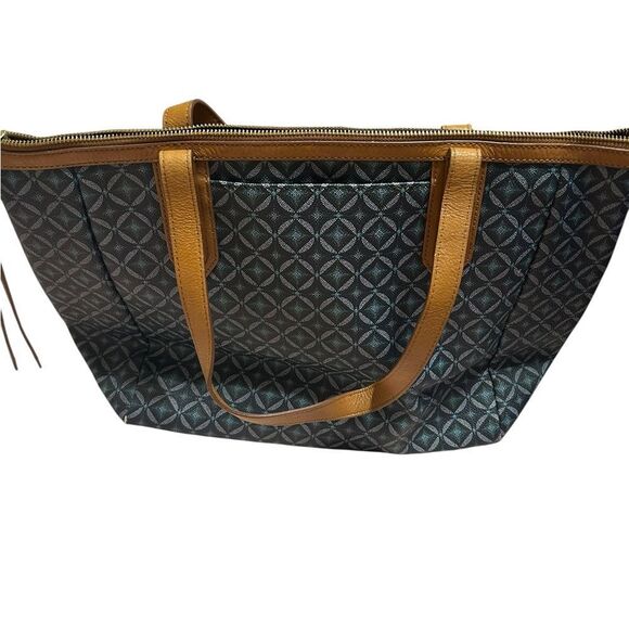 Fossil Navy and Tan Tote Bag - Picture 6 of 16